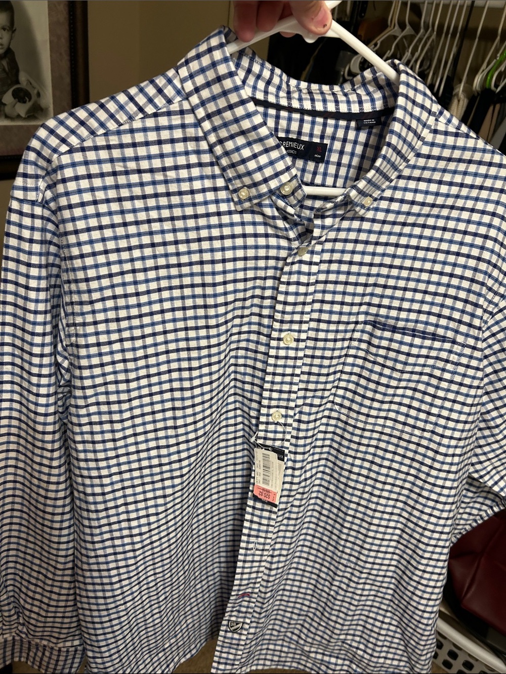 Daniel Cremieux White and Navy Check Button-Down Shirt
